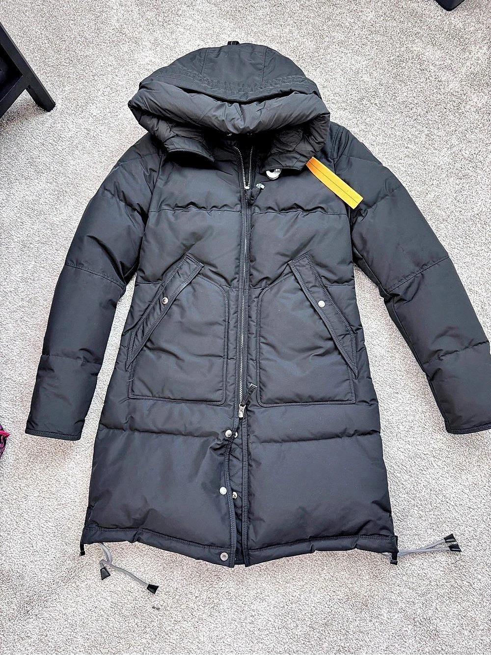 Parajumpers Masterpiece Long Bear Down Jacket Black Hooded Puffer Coat